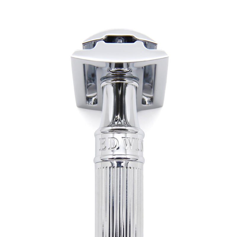 Edwin Jagger Chrome Lined Double Edge Razor - Long Handle - Image 2